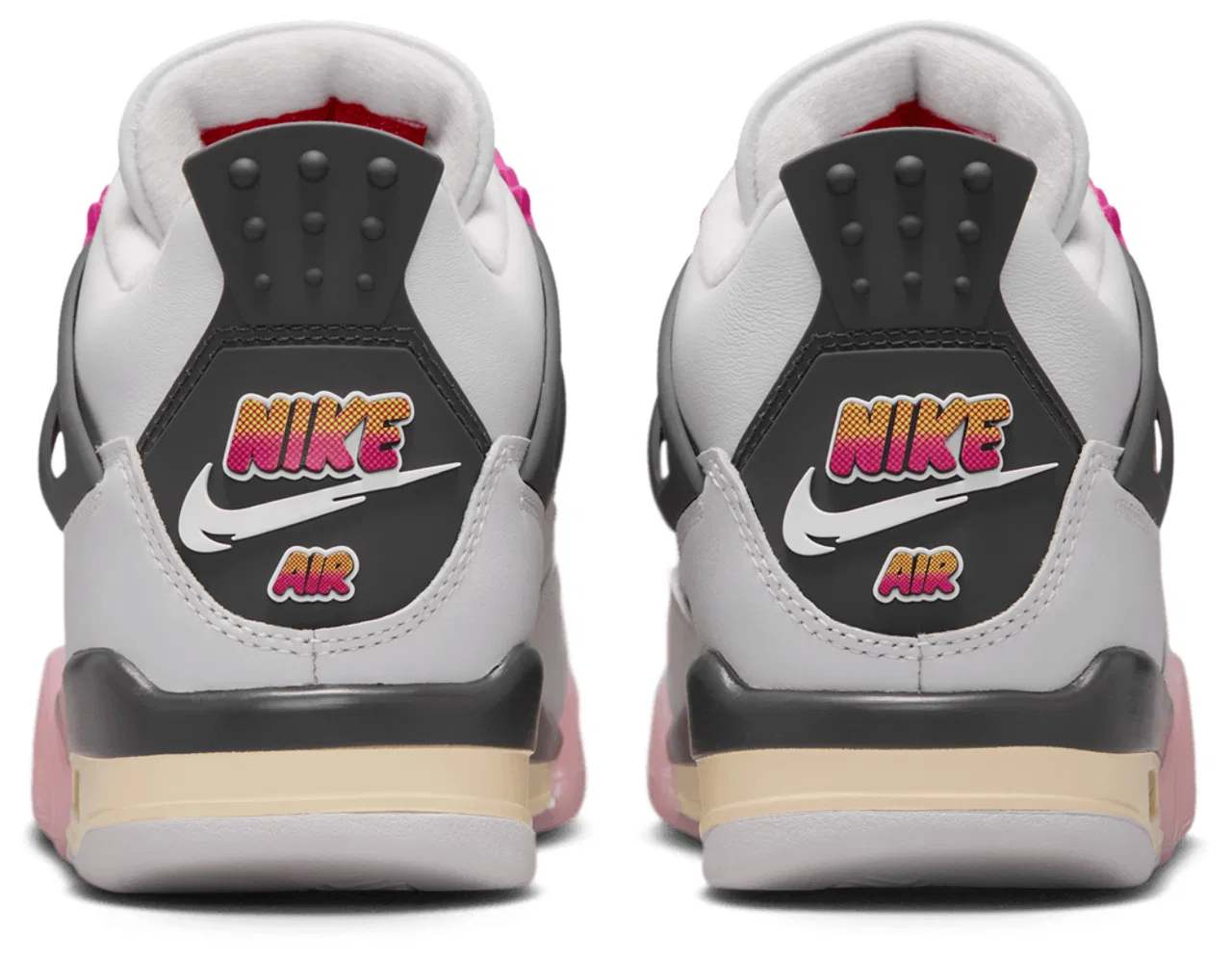 Детские кроссовки для девочек с кожаным верхом Jordan Retro 4, Tan/Gray/Pink — фото 3