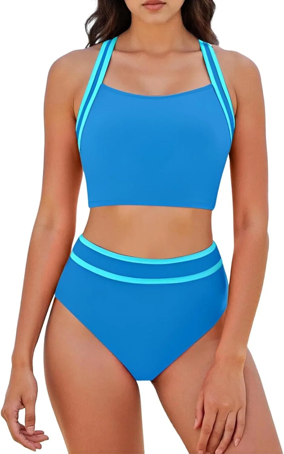 Женский бикини-комплект с утяжкой живота Color Block, Blue