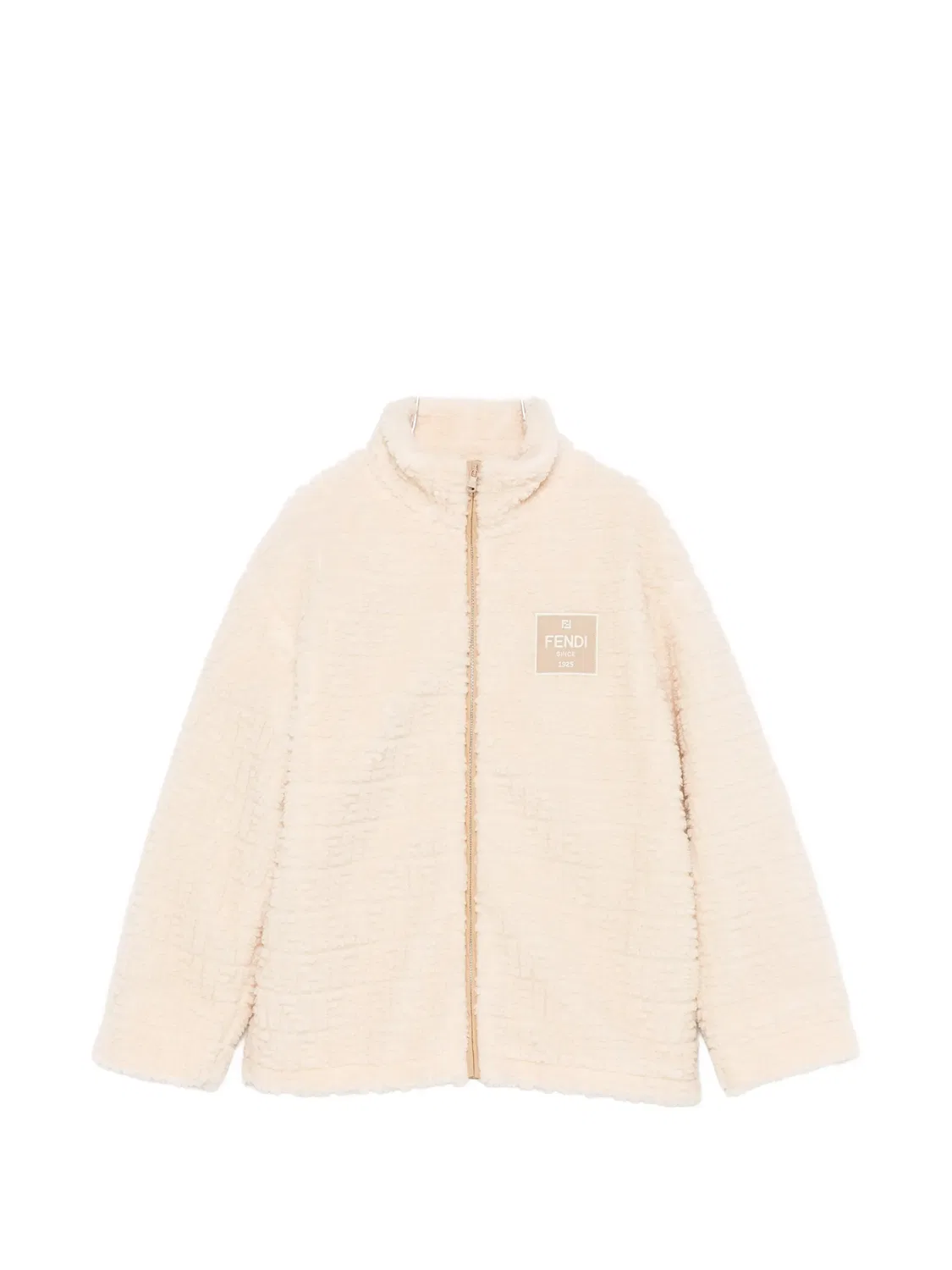 Куртка с жаккардовым логотипом FF Fendi Kids, нейтральные цвета