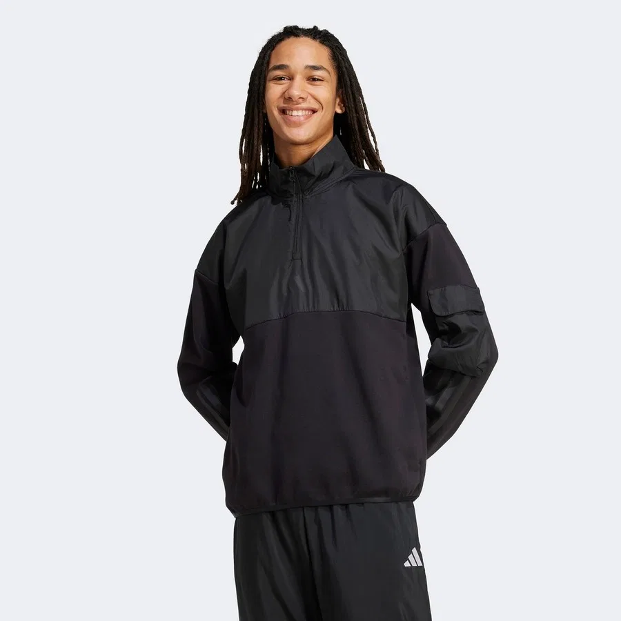 Свитшот мужской с полузастежкой и моделью City Tech Utility Half Zip adidas, Черный