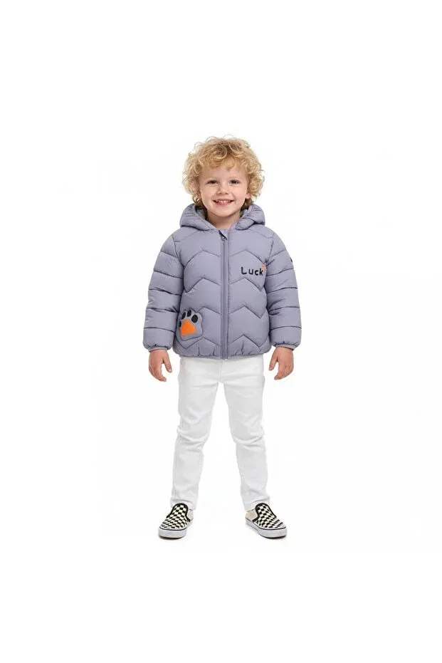 Детская зимняя куртка для девочек с принтом Children'S tiger patterned inflatable jacket Melisam.Msg, Gray — фото 2