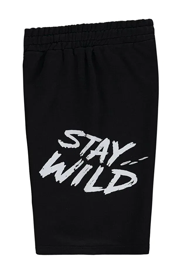 Детские шорты для мальчиков с принтом Stay wild printed capri Civil Boys, Black — фото 2