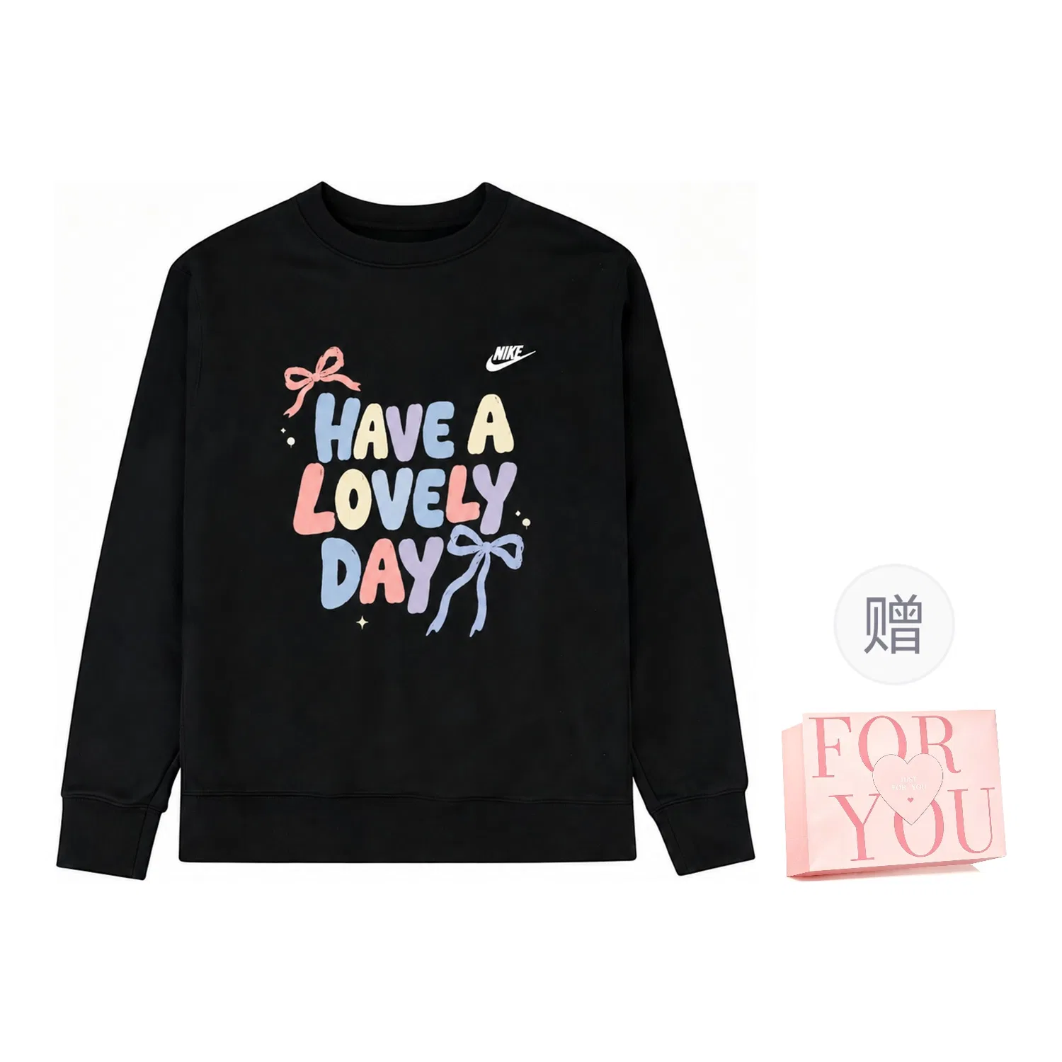Мужской свитшот с круглым вырезом Nike Sportswear Club, Black