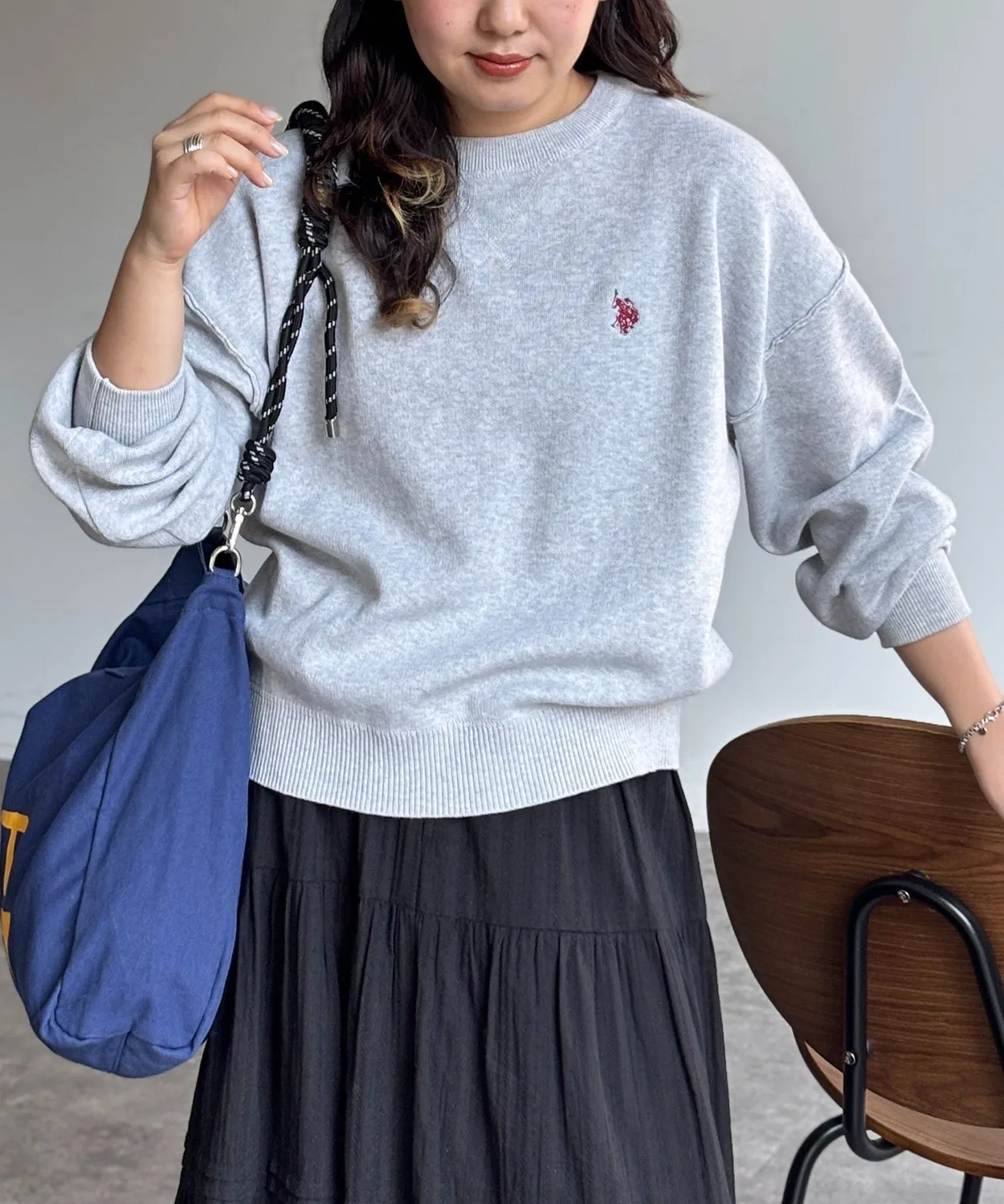 Женский свитшот-свитер с длинным рукавомU.S. POLO ASSN., Light Grey