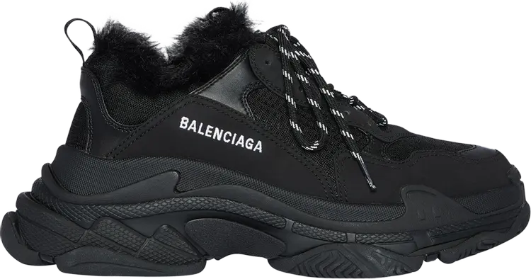 Кроссовки Balenciaga Wmns Triple S Sneaker Fake Fur - Black, черный