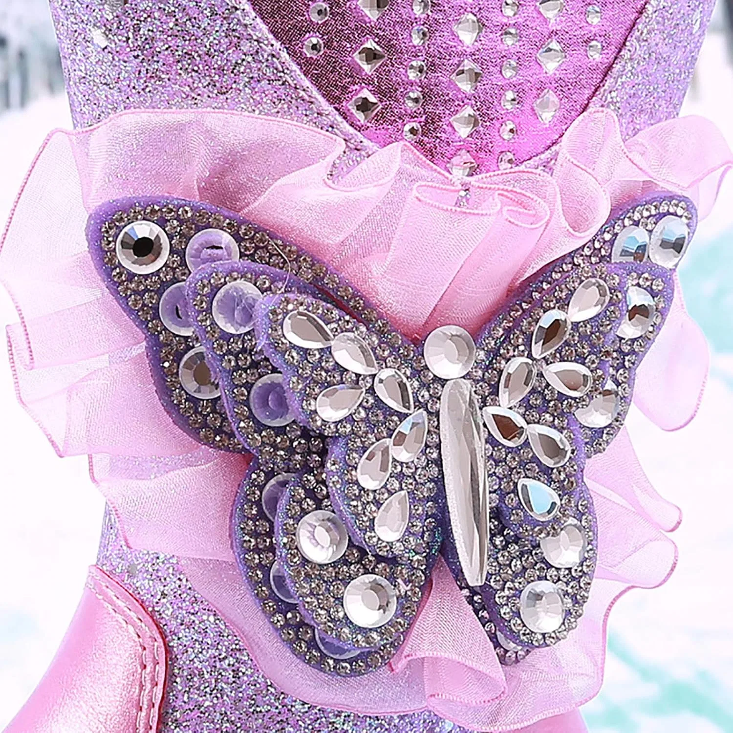 Детские зимние сапоги для девочек с мехом и стразами Sparkle Rhinestone Lace Butterfly Auhoho, Purple — фото 4