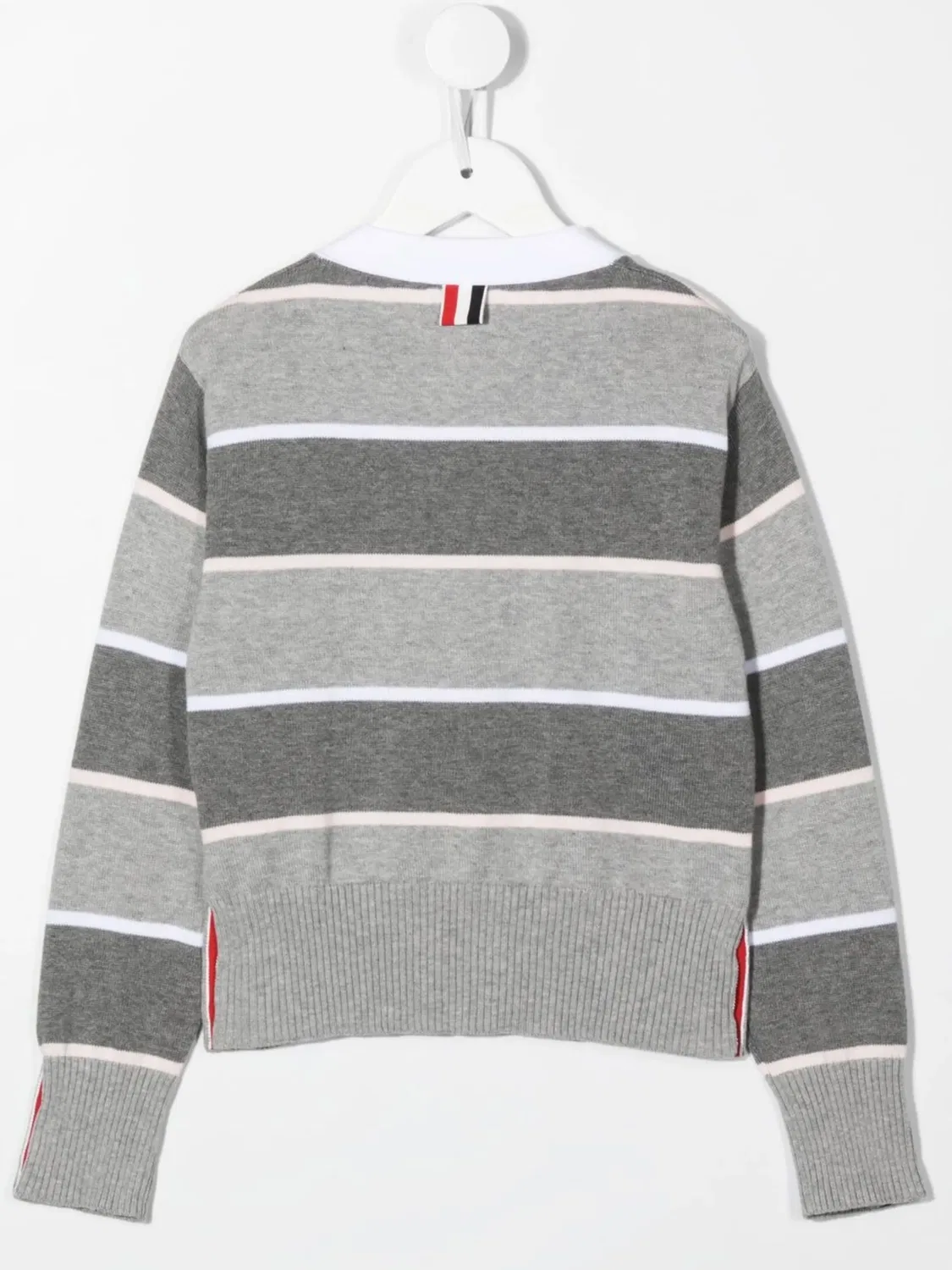 Кардиган с полосками V-образным вырезом Thom Browne, серый — фото 2