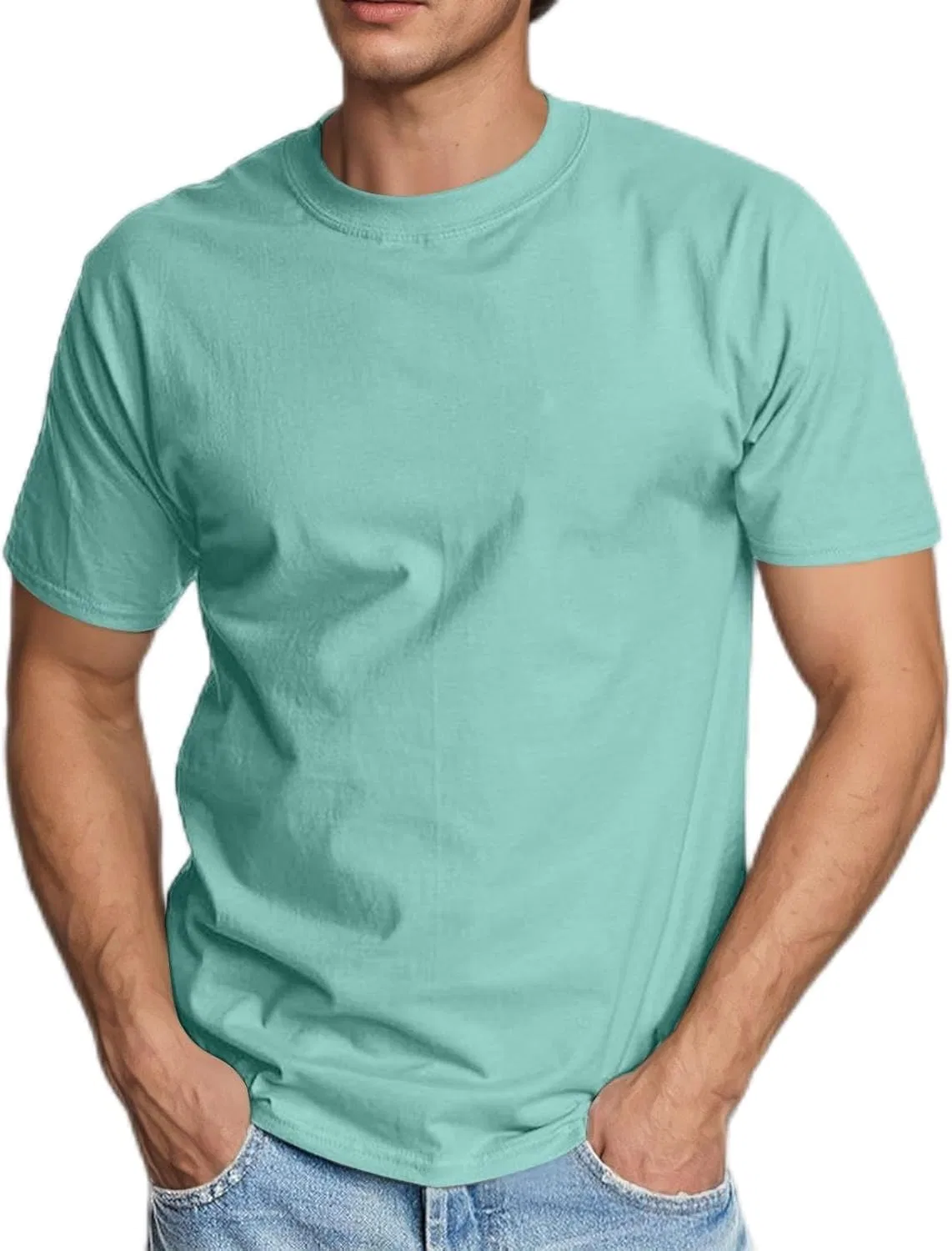 Мужская повседневная футболка с круглым вырезом, Mint Green