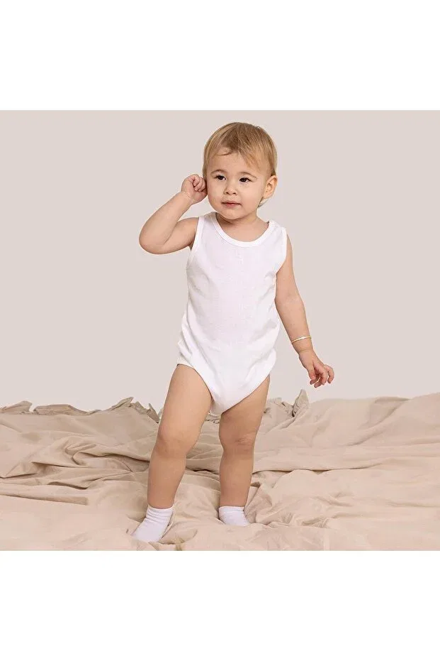 Детское боди для новорожденных с коротким рукавом Hellobaby Unisex White Body Snap Crew Neck Undershirt Sleeve White, Ebebek Hello Baby, White — фото 3