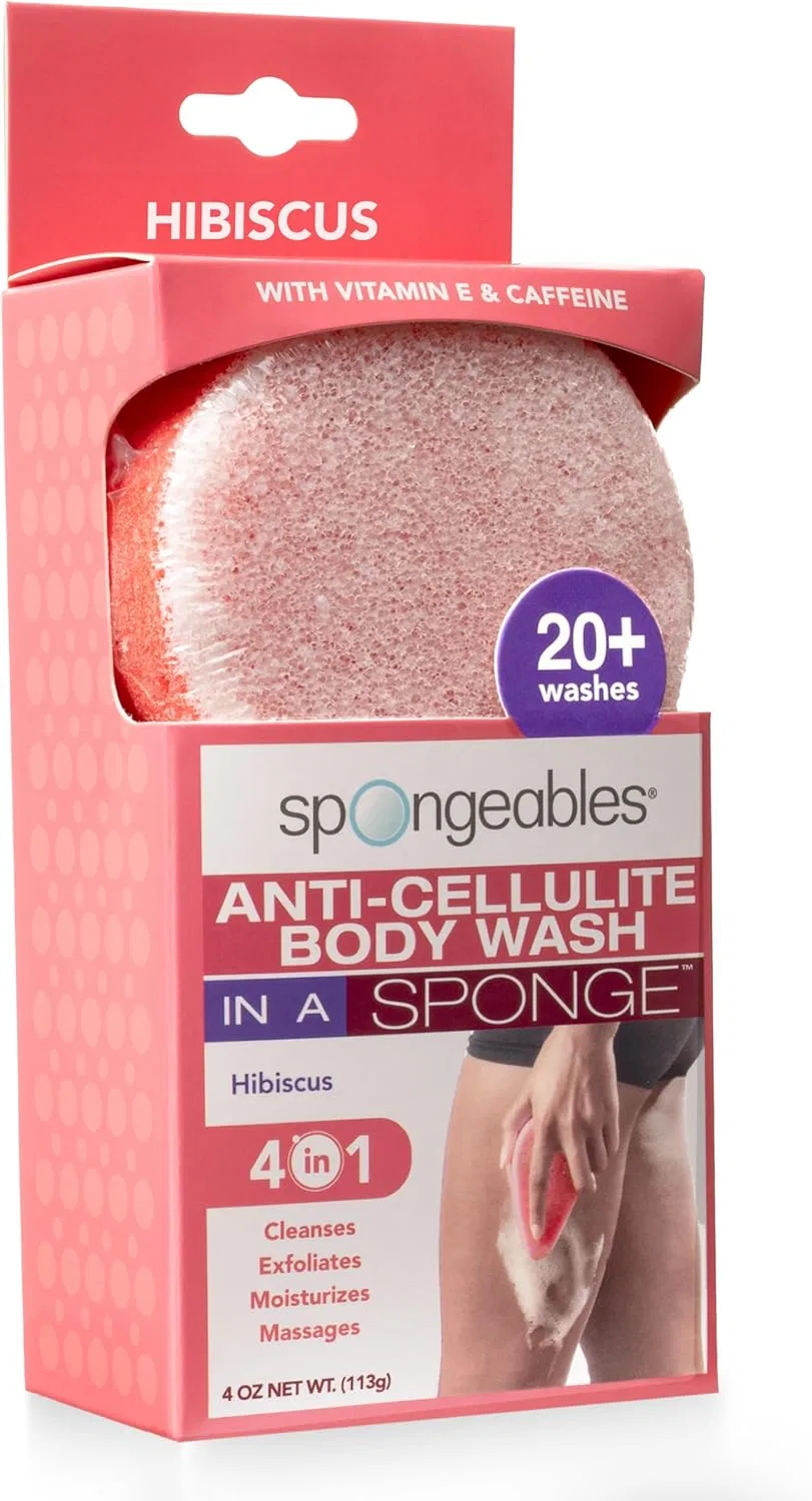 Антицеллюлитная губка для душа Spongeables, 136 г, Hibiscus