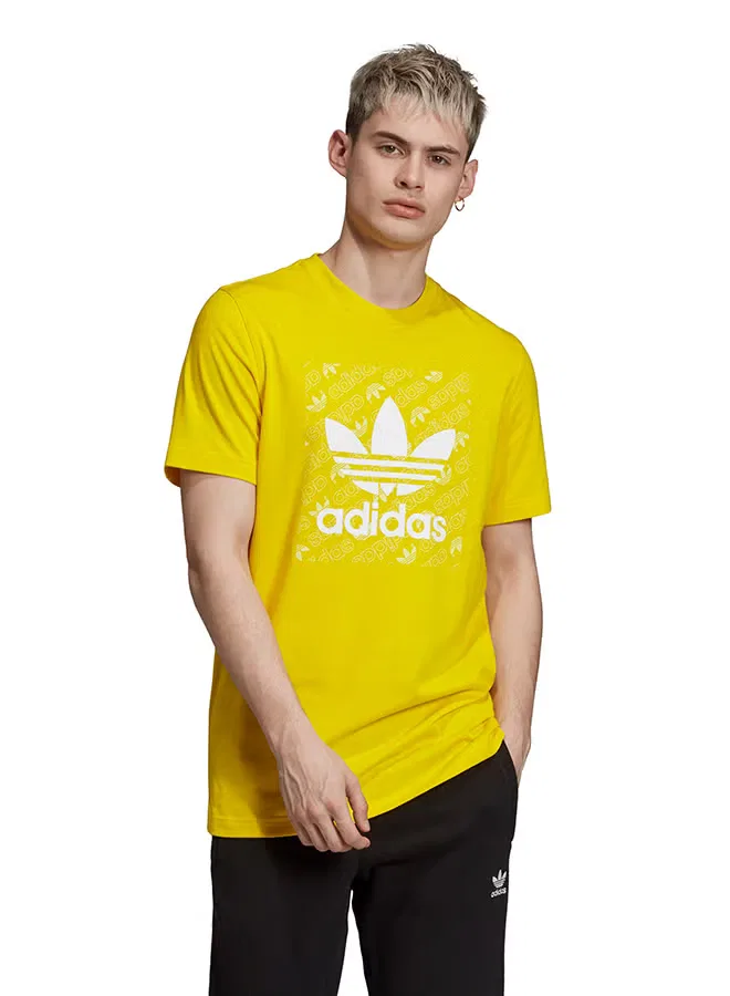 Футболка с принтом Mono square logo Adidas Originals, желтый