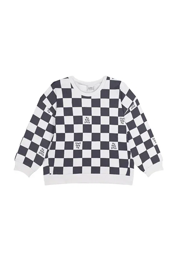 Детский комплект свитшота и брюк с принтом No Bad Days Plaid Antebies, Gri — фото 3