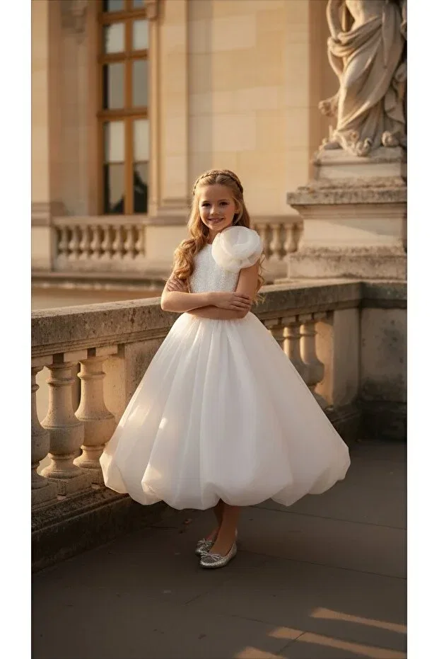 Детское платье для девочек из фатина Balloon skirt tulle detailed Pixinadeluxe, White