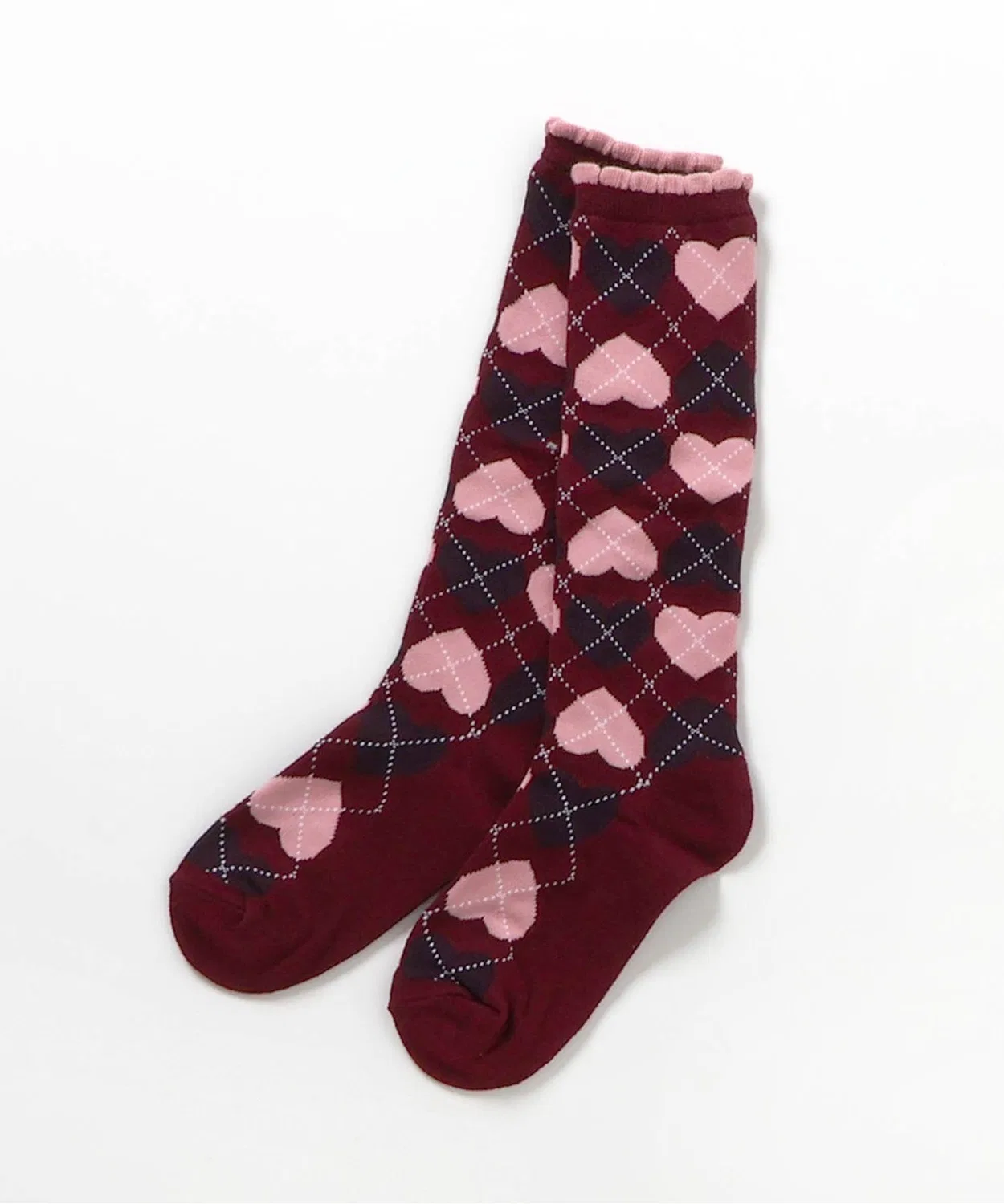 Детские носки с принтом Heart Argyle High Socks apres les cours, Red