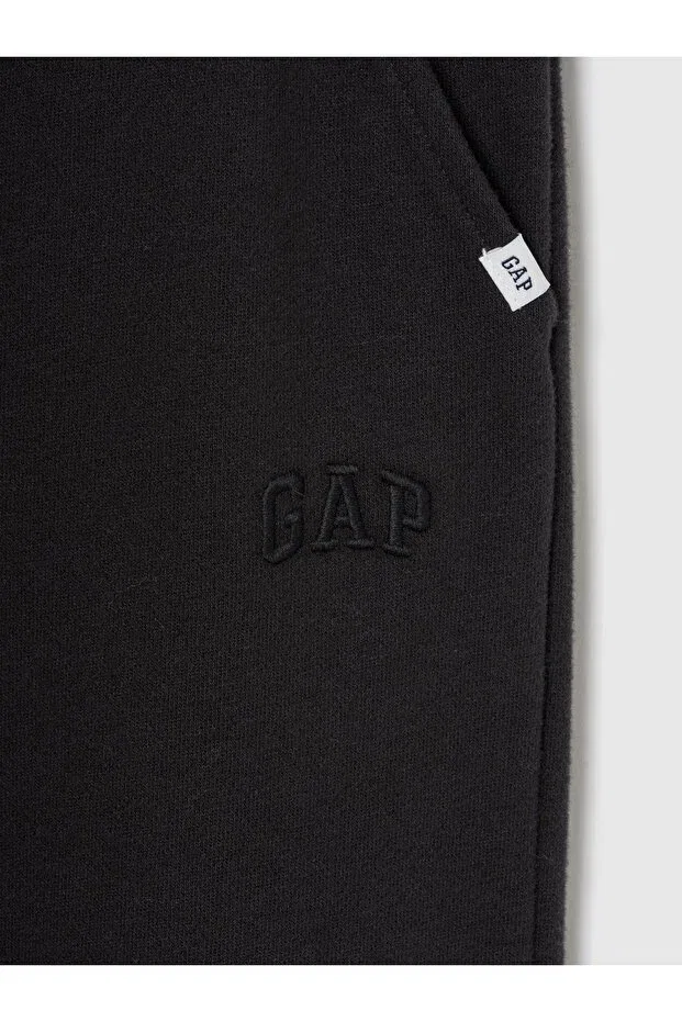 Детские широкие спортивные штаны для девочек из махры с принтом Gap, Black-001 — фото 4