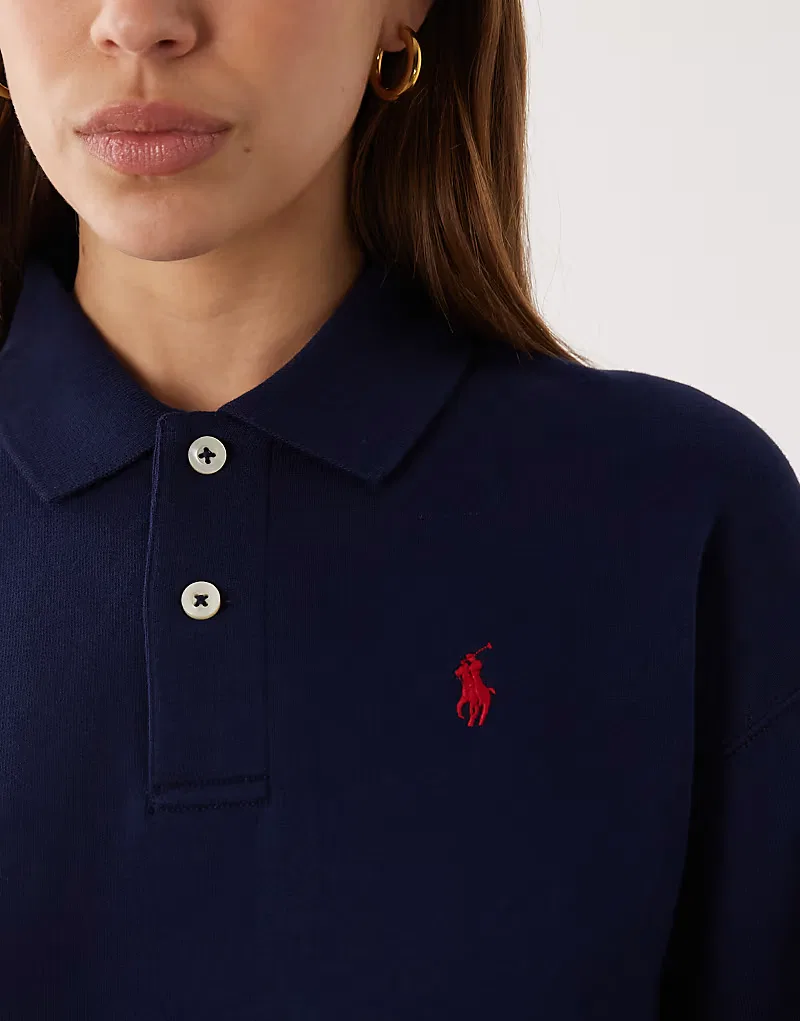 Свитшот Polo Ralph Lauren с воротником и логотипом в стиле регби, темно-синий — фото 2