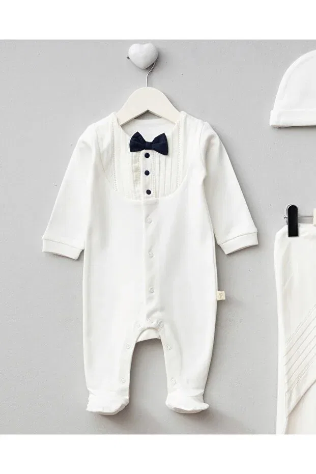 Детский комплект для выписки с галстуком-бабочкой Enzo Mert Baby, White — фото 3