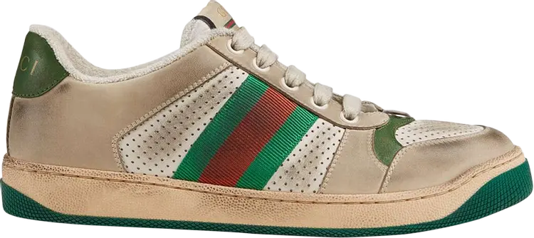 Кроссовки Gucci Wmns Screener Distressed Green Orange, кремовый