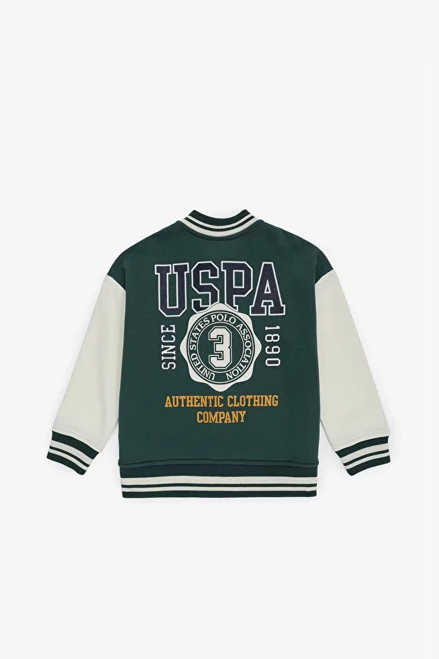 Вязаный кардиган для мальчика темно-зеленого цвета 50308581-vr079 U.S. Polo Assn. — фото 2