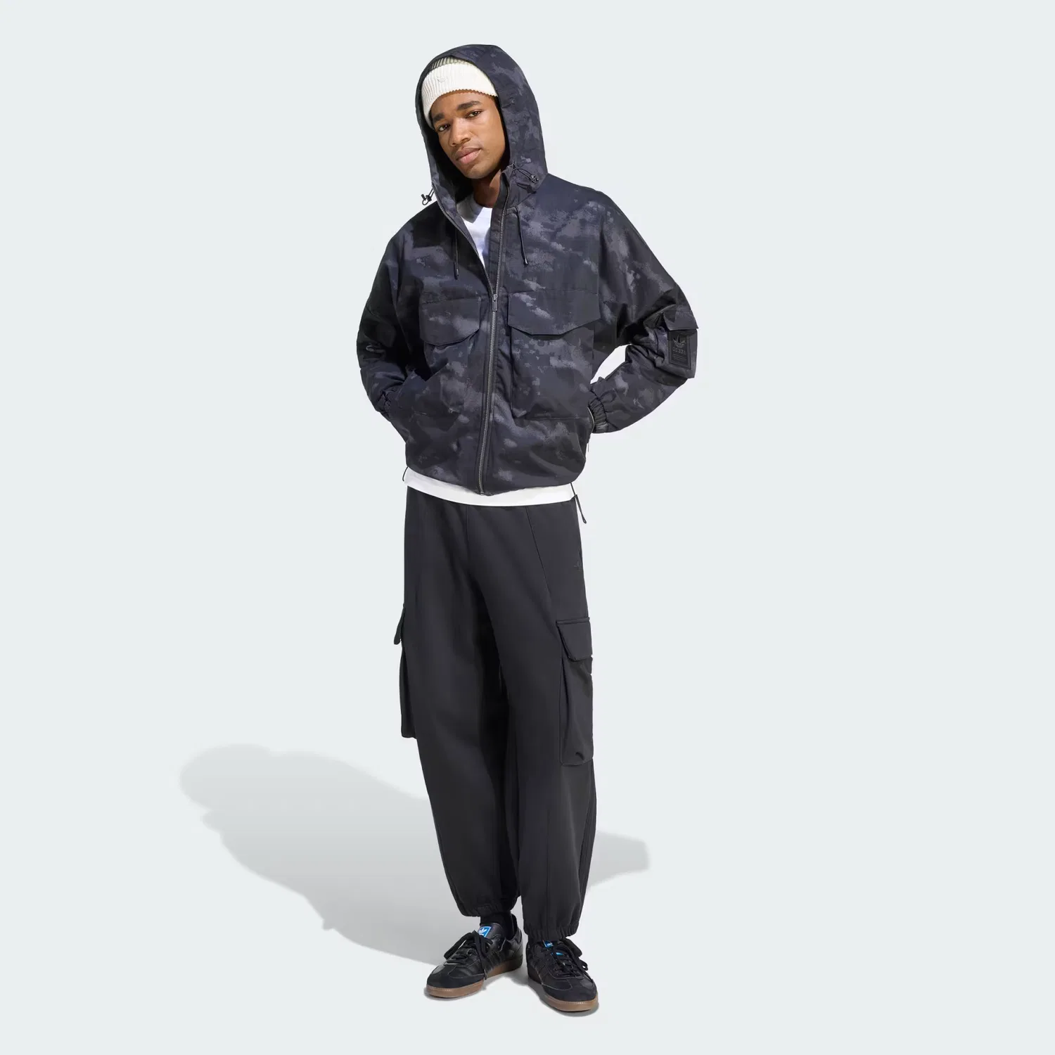 Мужская куртка с камуфляжным принтом Camo Jacket Adidas Originals, черный — фото 4