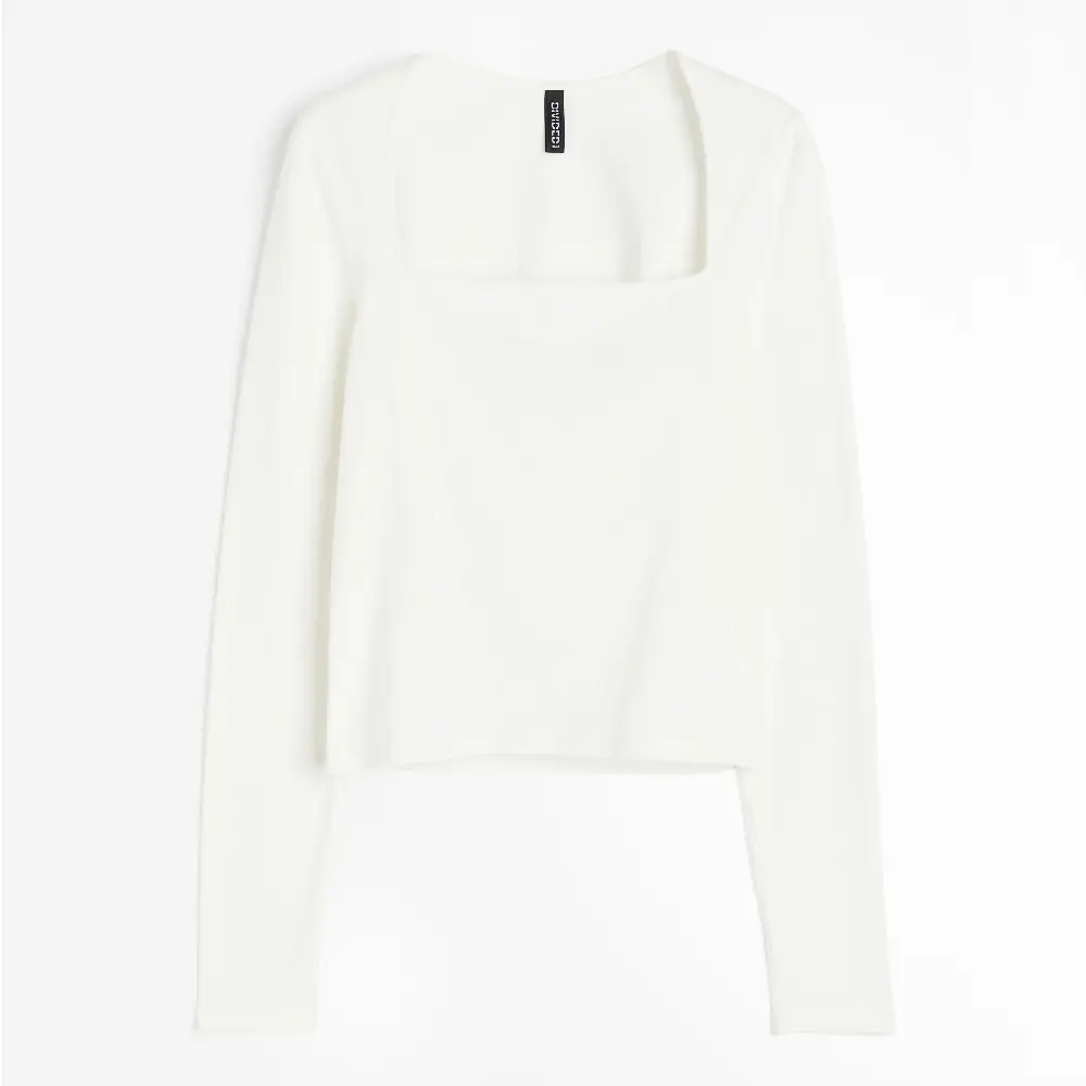 

Лонгслив H&M Square-neck Jersey, кремовый