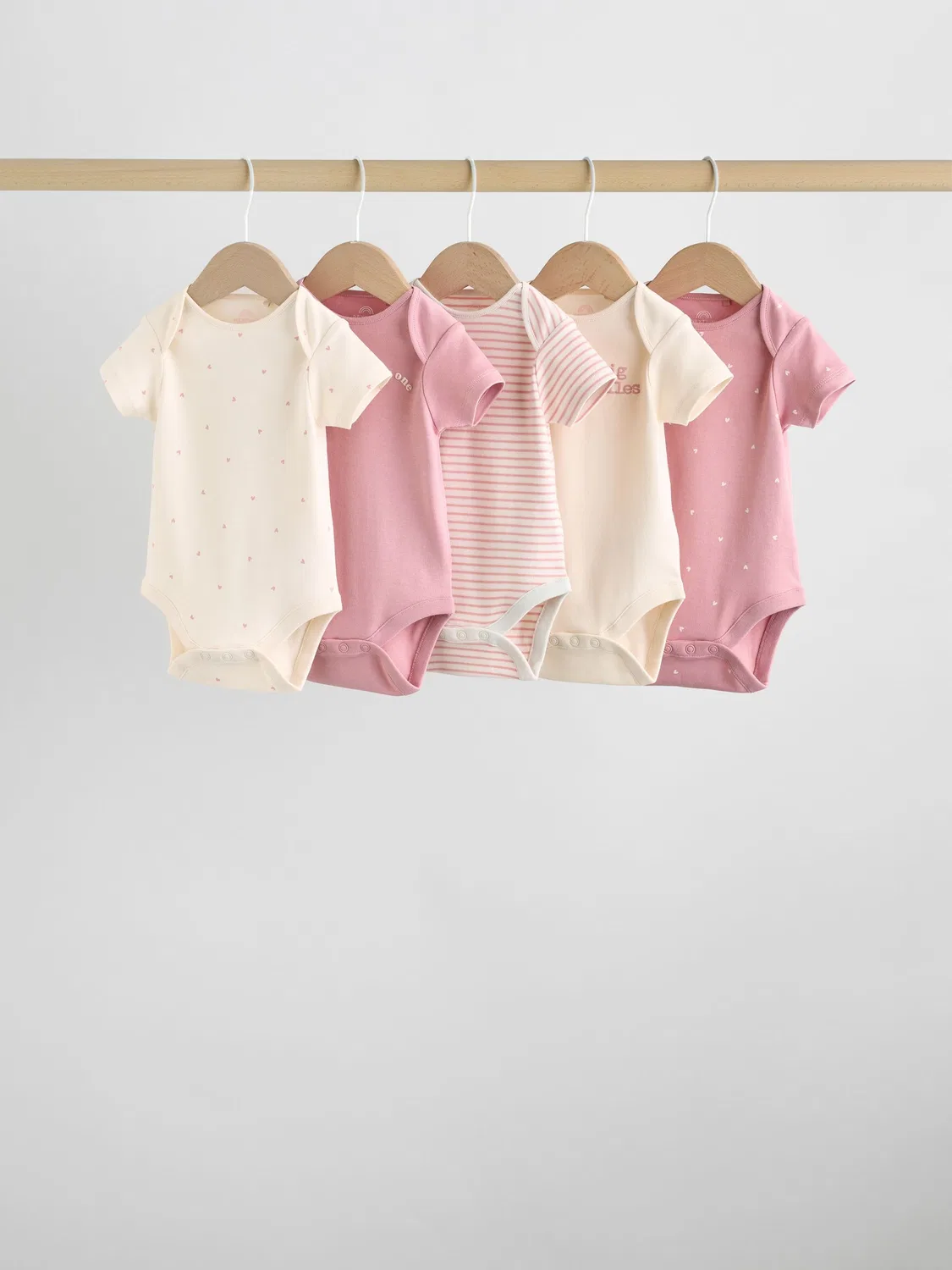 Комплект боди с коротким рукавом, 5 шт., Pink Heart Next, розовый