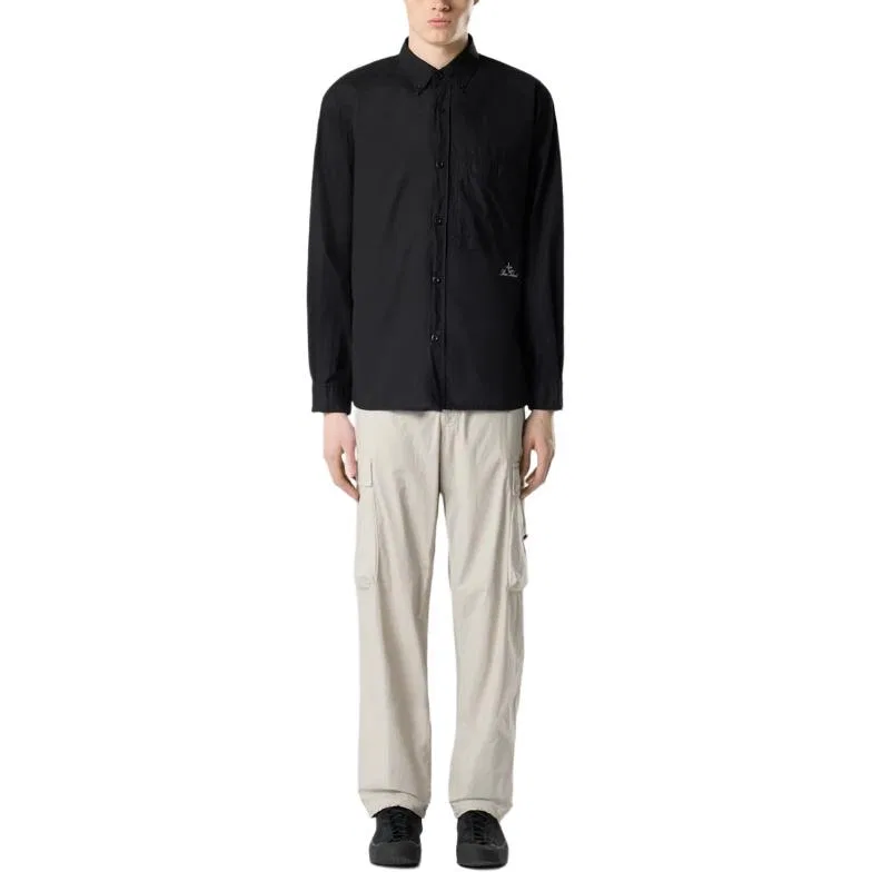 Женская рубашка оксфорд с пуговицами Stone Island, Black — фото 4