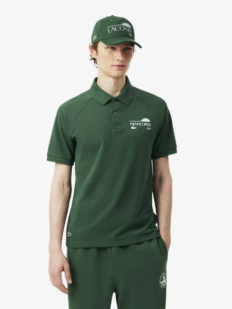 Футболка поло Lacoste Miami Open реглан, зеленый
