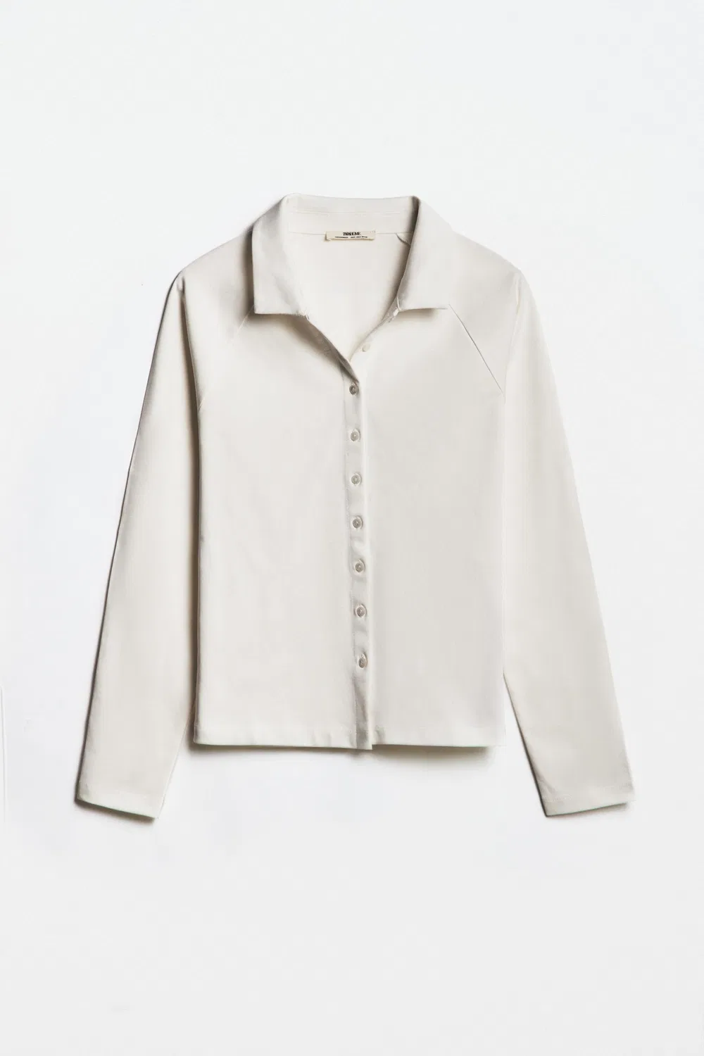 Короткая хлопковая рубашка ZARA, White — фото 4
