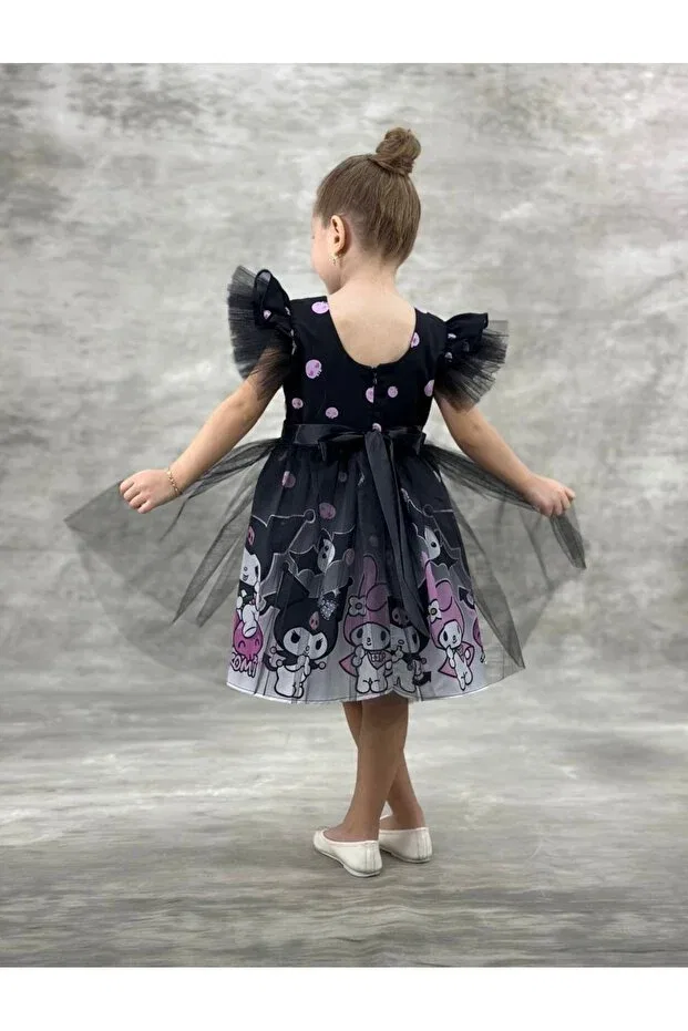 Детское платье для девочек с принтом Kuromi dress Ipek Baby Kids, Black — фото 3