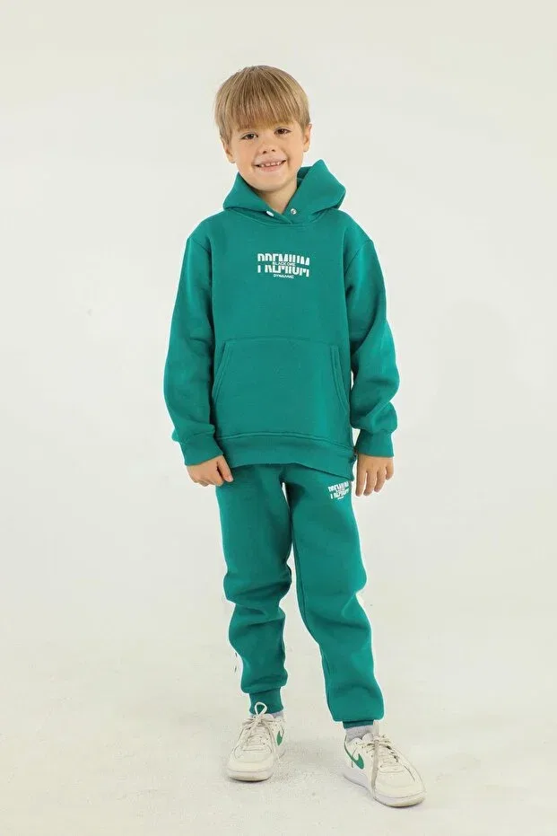 Детский спортивный костюм для мальчиков с капюшоном и карманами Black One, Benetton Green