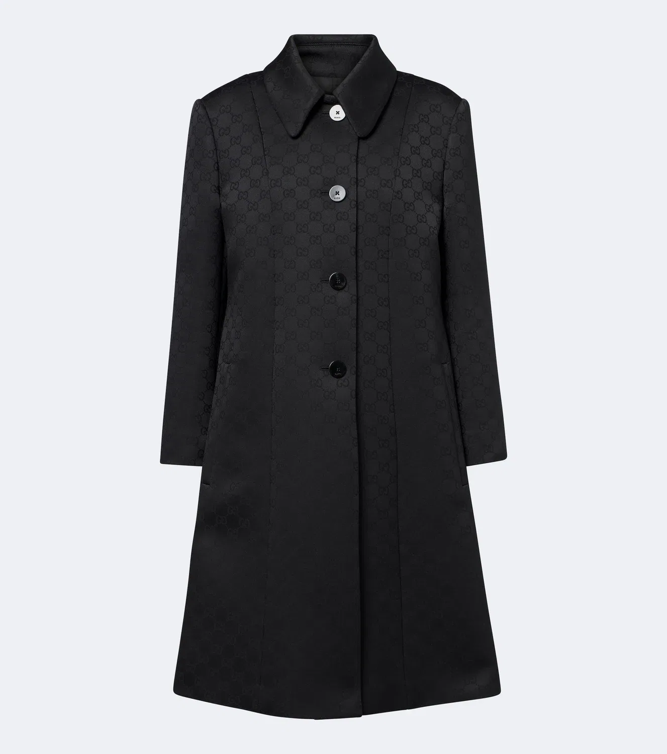 Пальто из жаккардовой ткани GG Gucci, черный