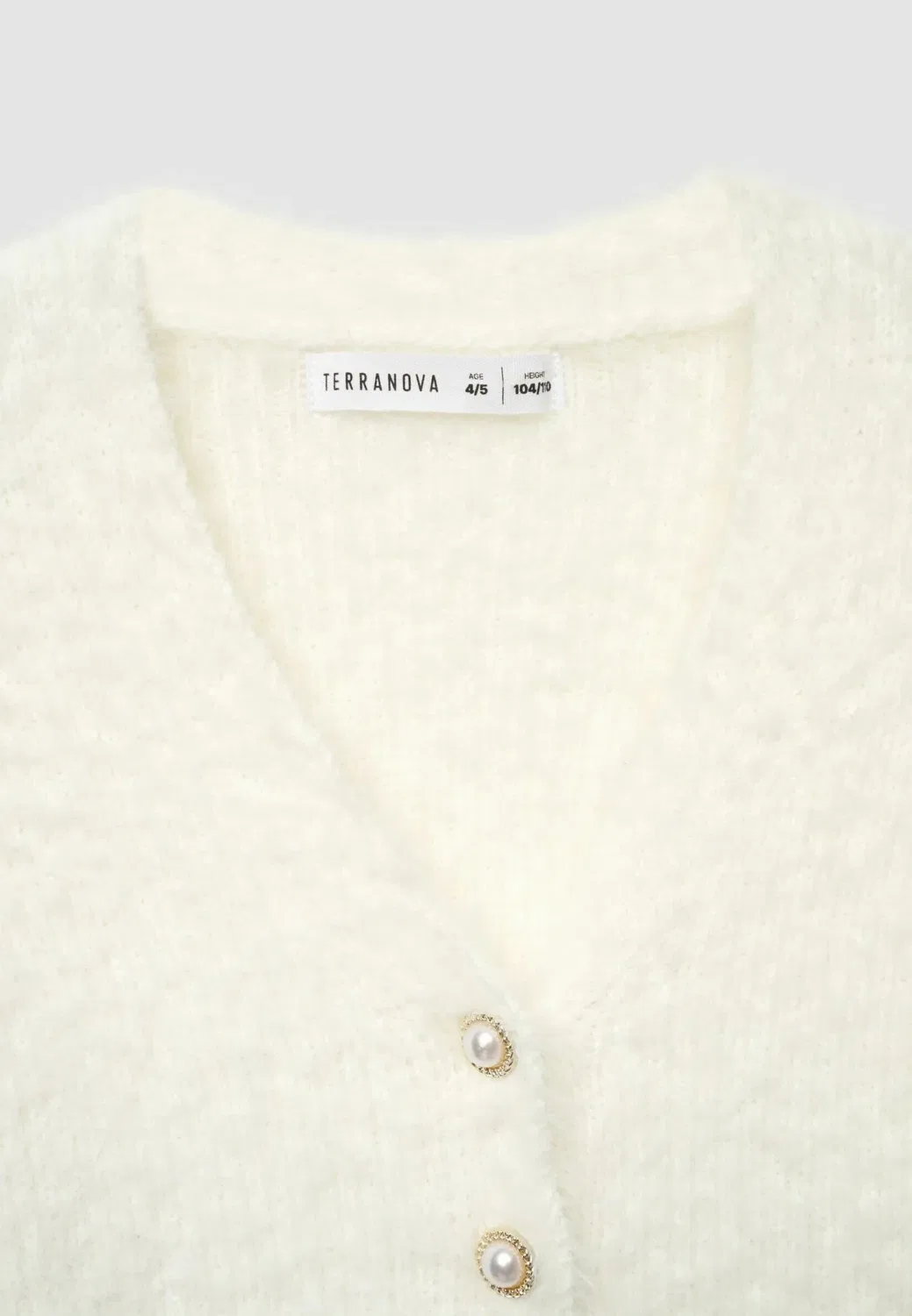 Maglia tinta unita - cardigan Terranova, Bianco Lana — фото 3
