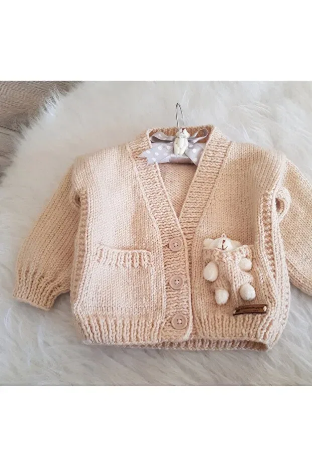 Детский кардиган с длинным рукавом El Örgüsü, Beige
