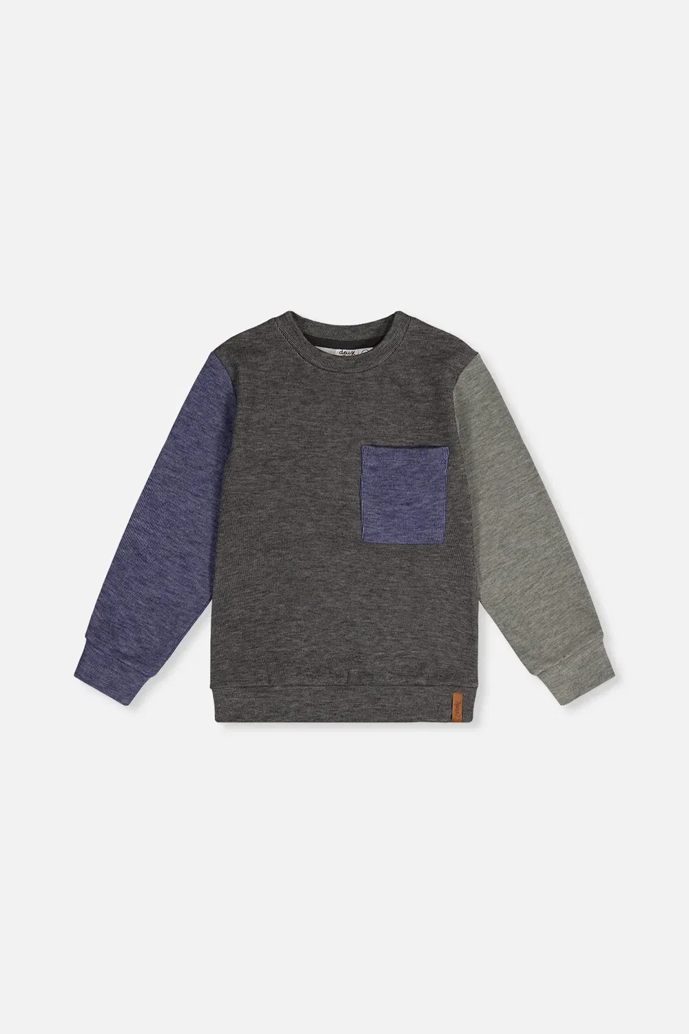 Детская футболка с нагрудным карманом Colorblock Brushed Jersey Top Deux par Deux, Pig Brown