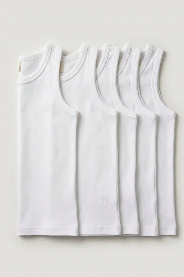 Детские майки для мальчиков с бретельками-спагетти Pack of 5 basic white boys' undershirts Bony Socks, Patterned