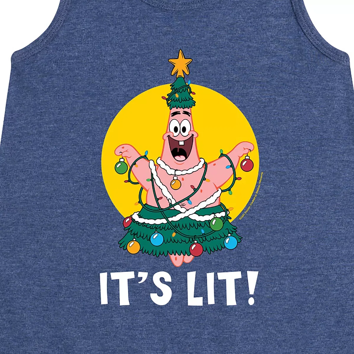 Детское платье-трапеция для девочек без рукавов с принтом SpongeBob SquarePants Patrick It's Lit, Heather Navy — фото 2