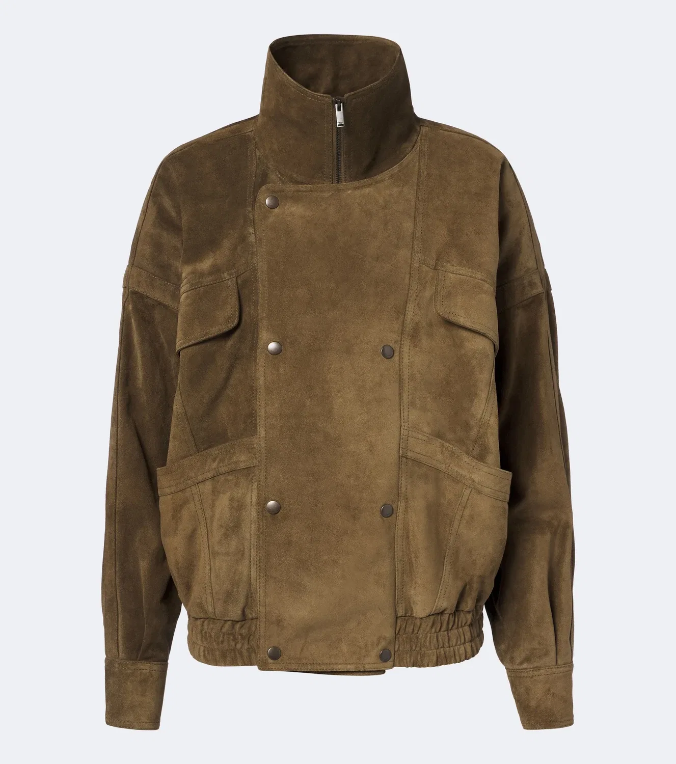 Куртка-бомбер из замши Saint Laurent, зеленый