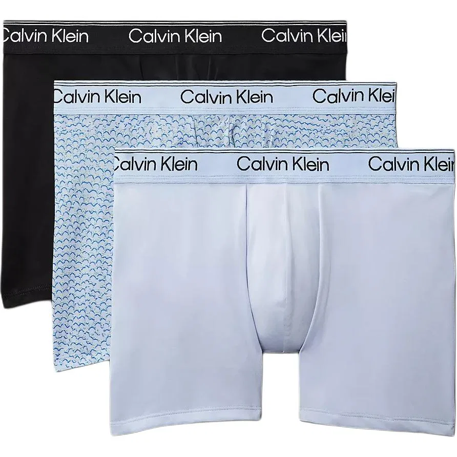 Мужские трусы-боксеры 3 шт, Calvin Klein, Casual Blue+Black+Print