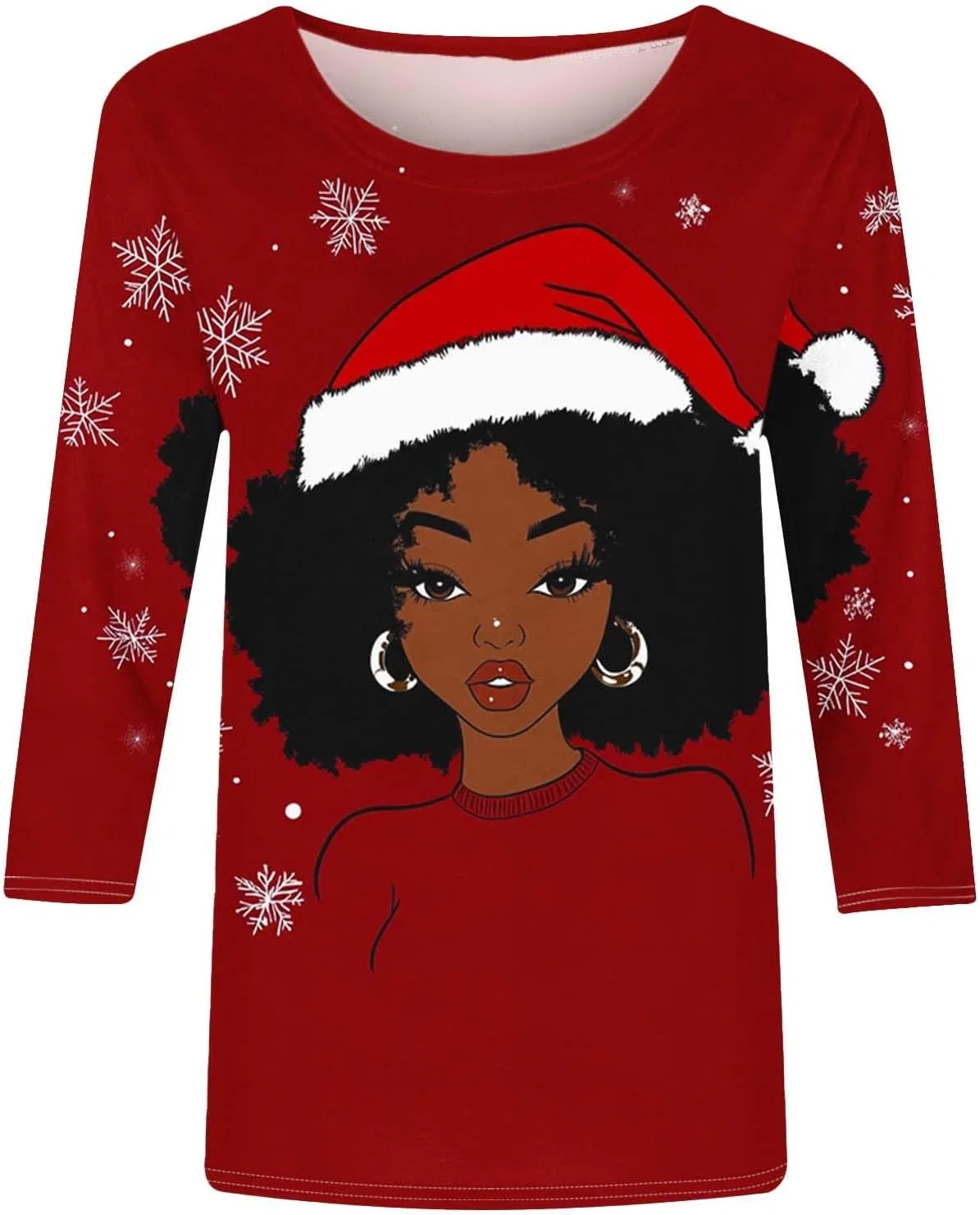Женская туника с длинным рукавом 3/4 с принтом Ugly Christmas Sweatshirt, мультиколор — фото 3