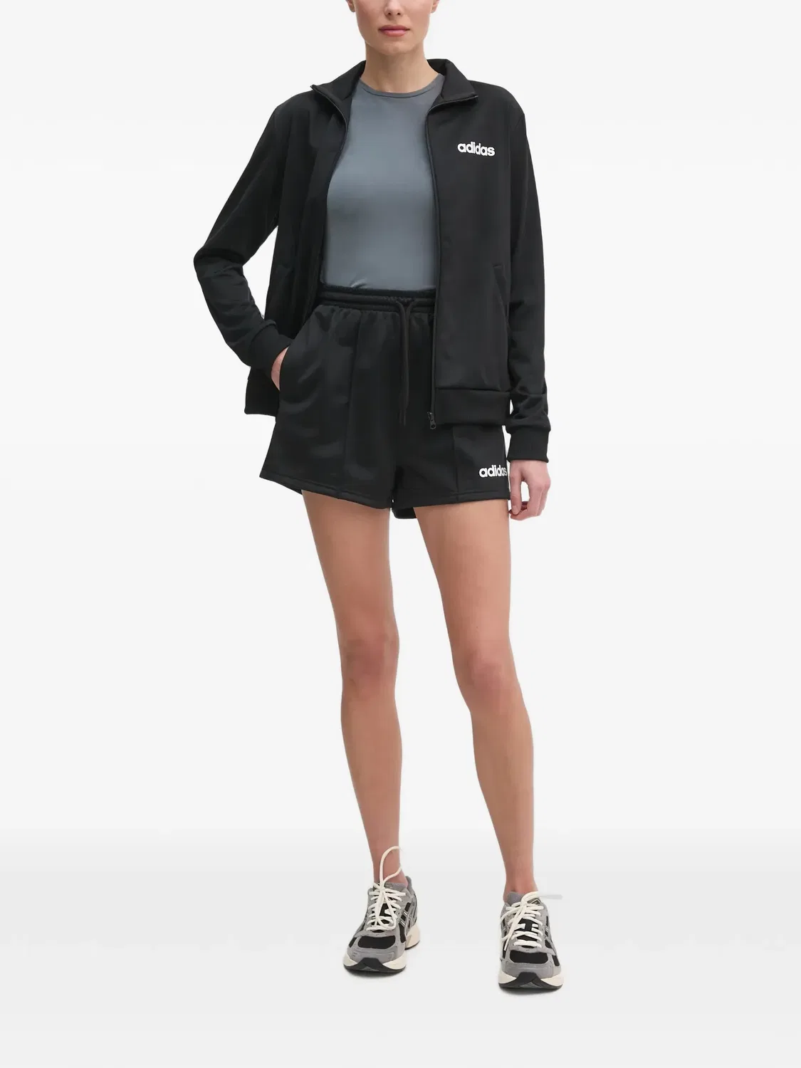 Комплект Linear S из топа и шортов с кулиской Adidas, черный — фото 2