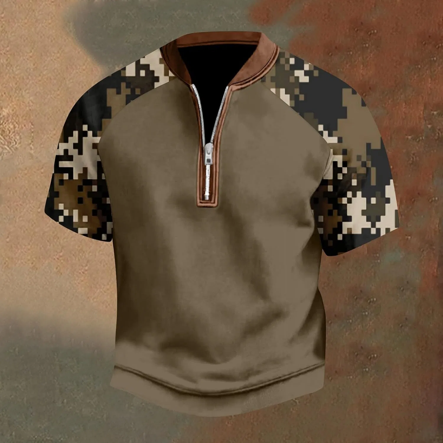 Мужская футболка с камуфляжным принтом Quarter Zip Pullover, Multicolor — фото 2