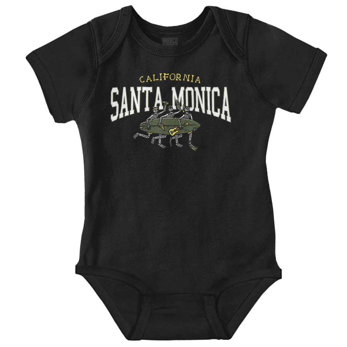 Детский боди-комбинезон с принтом Santa Monica CA Surfing Skeletons Brisco Brands, Black