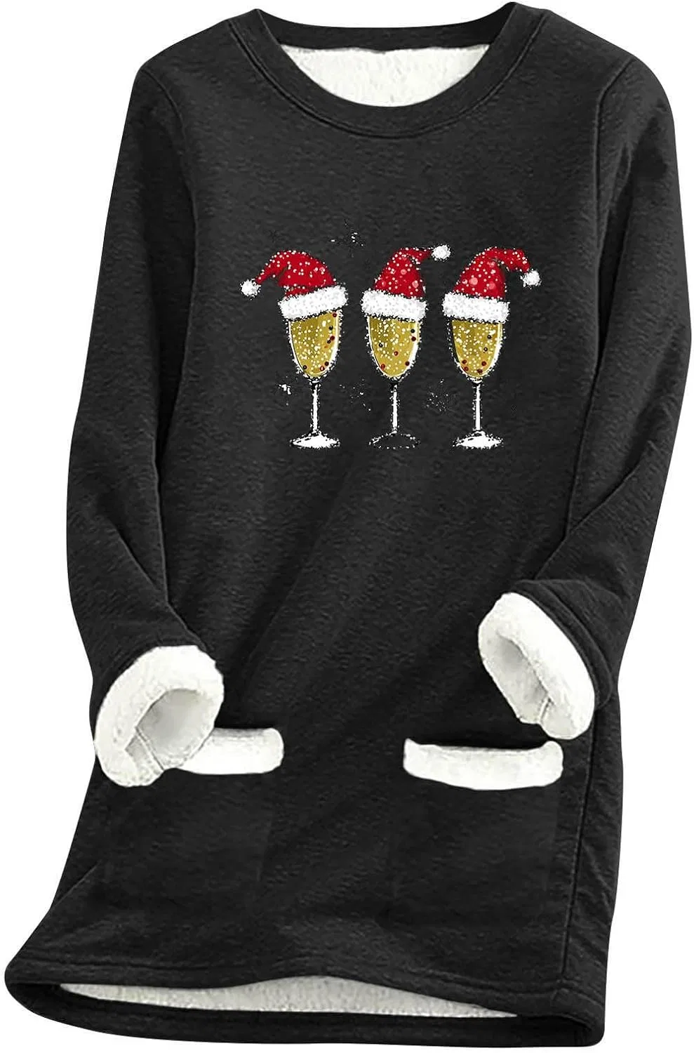 Женский свитшот с принтом Christmas Fleece, чёрный