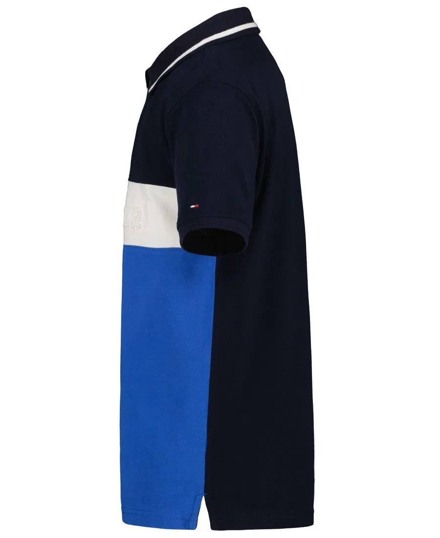 Поло с контрастными блоками и логотипом Tommy Hilfiger, Navy Blazer — фото 3