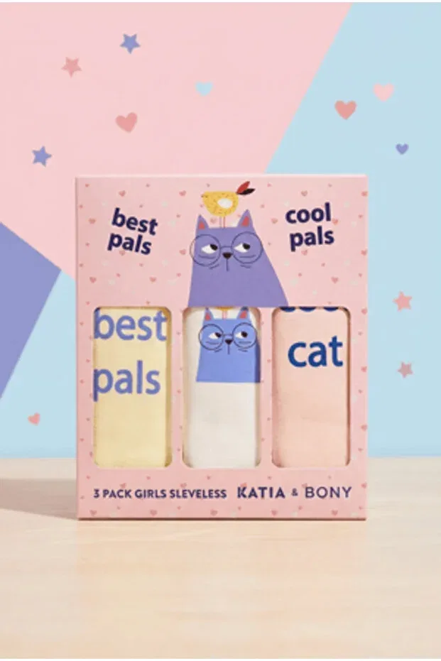 Детский комплект маек для девочек с принтом Bony Socks, Pink — фото 2