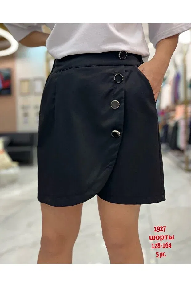 Детские шорты для девочек с высокой талией Minimoda Kids, Black — фото 4