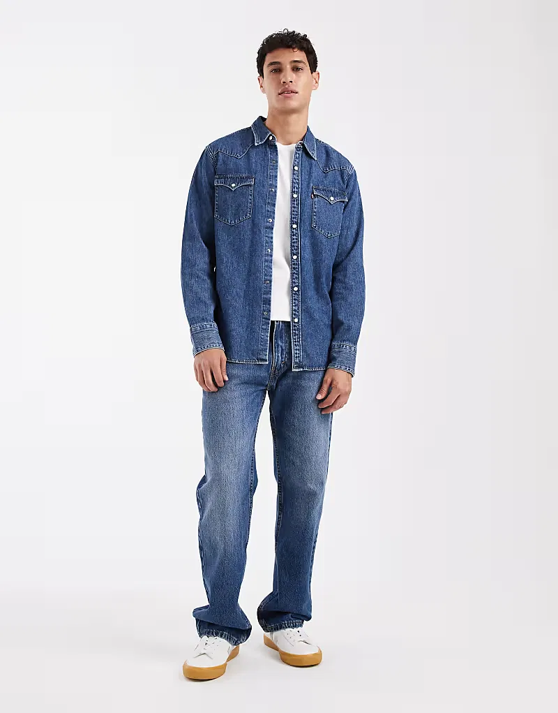 Джинсовая рубашка Levi's Barstow в стиле вестерн, средне-синий — фото 2