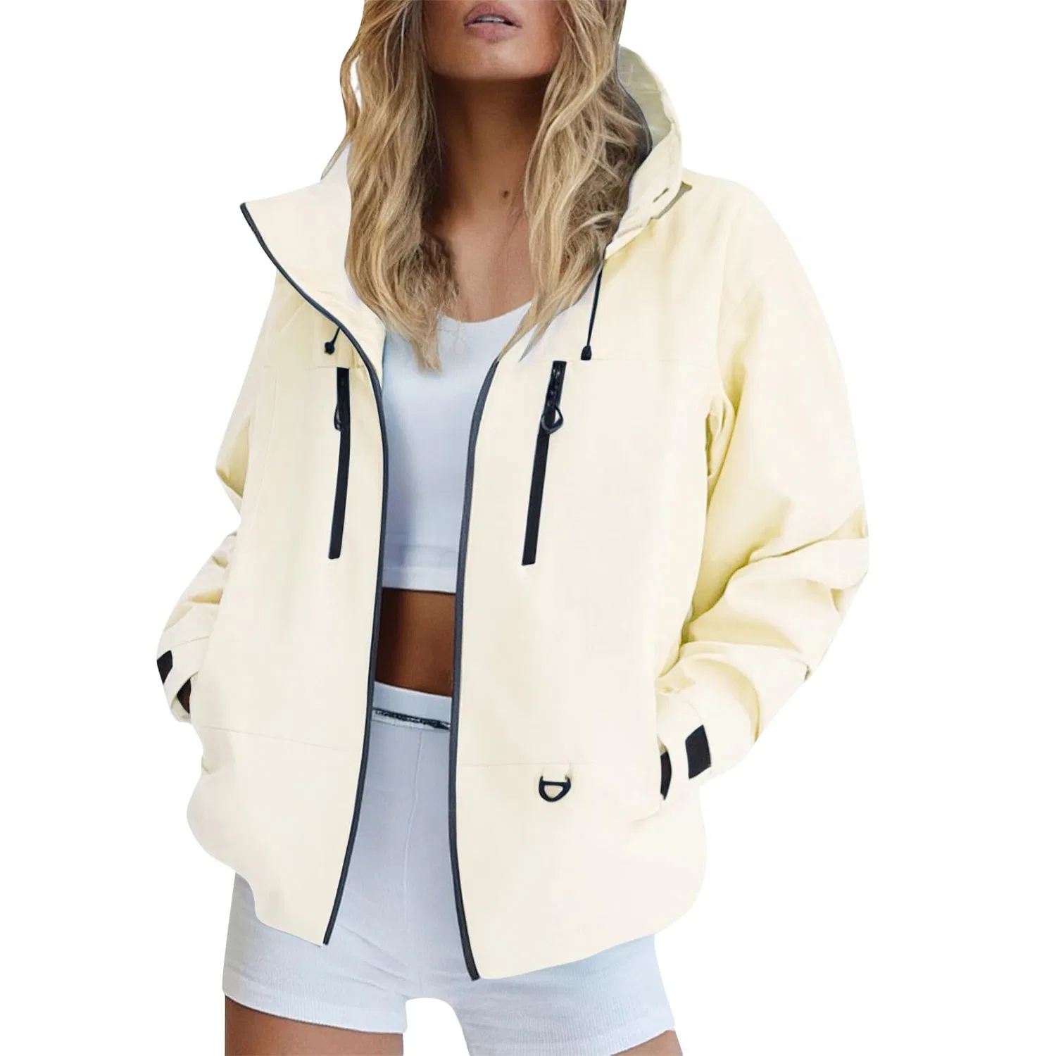 Женская дождевик с капюшоном Waterproof Breathable Hooded Jacket, Beige — фото 4