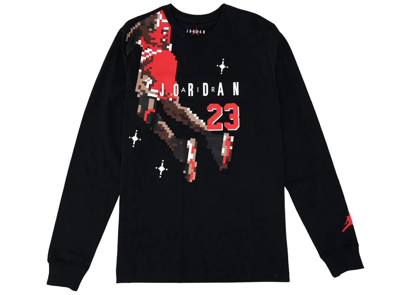 Мужская футболка с длинным рукавом Nike Jordan Slam Dunk Contest Holiday Long Sleeve Pixel Tee, Black Chile Red